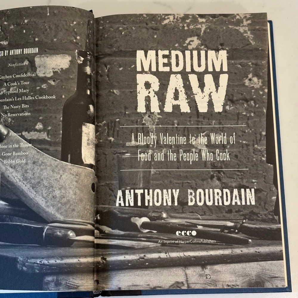 Anthony Bourdain Medium Raw Book Unisex OS Blue Hardcover First Edition 2010